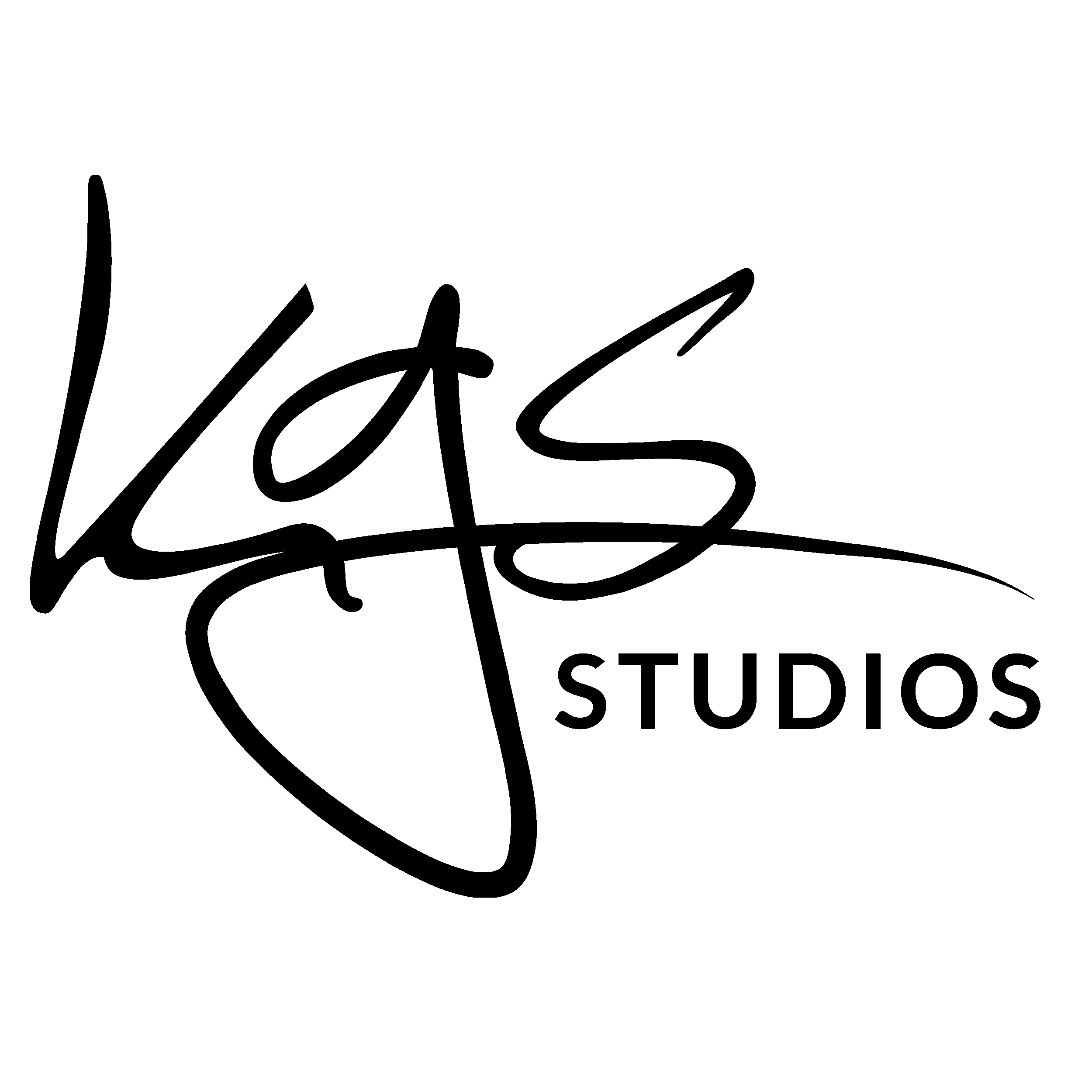 Square version of the all-black KGS Studios logo, representing the fine art of Kevin G Saunders.