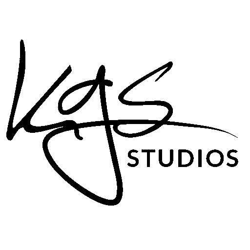 Square version of the all-black KGS Studios logo, representing the fine art of Kevin G Saunders.