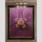 Photographic documentation of a physical, museum-grade orchid study and custom frame by Kevin G. Saunders. This close-up capture verifies the material texture and depth of the manual artistry produced at 107 Blue Star. Physical reality asset; not a digital mockup.