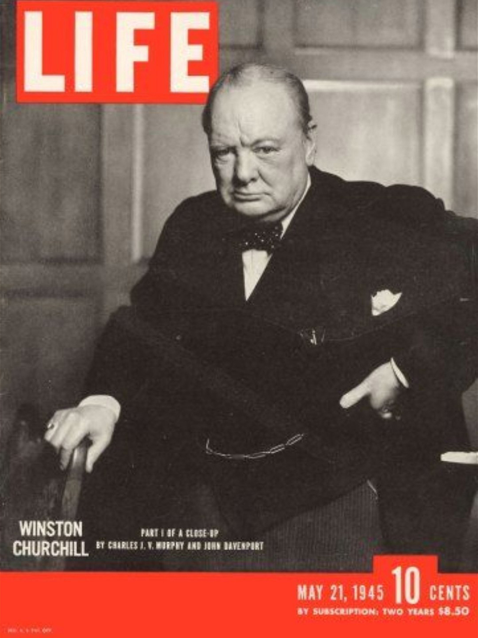 The iconic LIFE magazine cover featuring Yousuf Karsh's powerful black and white portrait of Winston Churchill, an influence on Master Artist Kevin G. Saunders.
