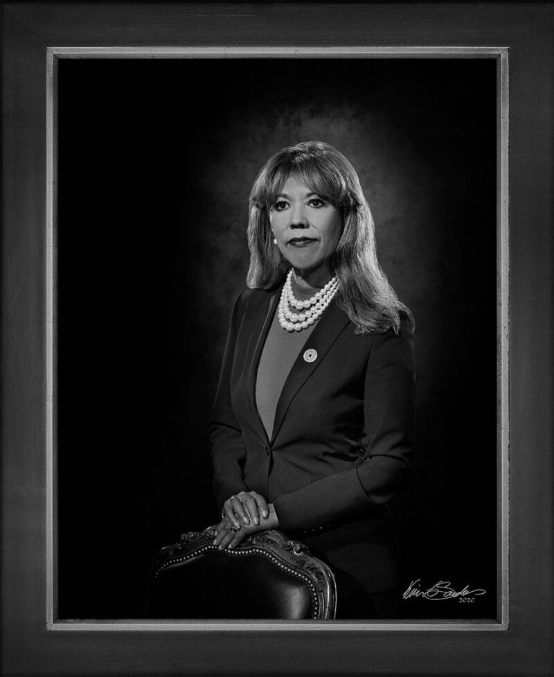 Manual hyperrealism portrait of Dr. Cynthia Teniente-Matson, President of Texas A&M University–San Antonio, captured in-person at 107 Blue Star by Kevin G. Saunders.