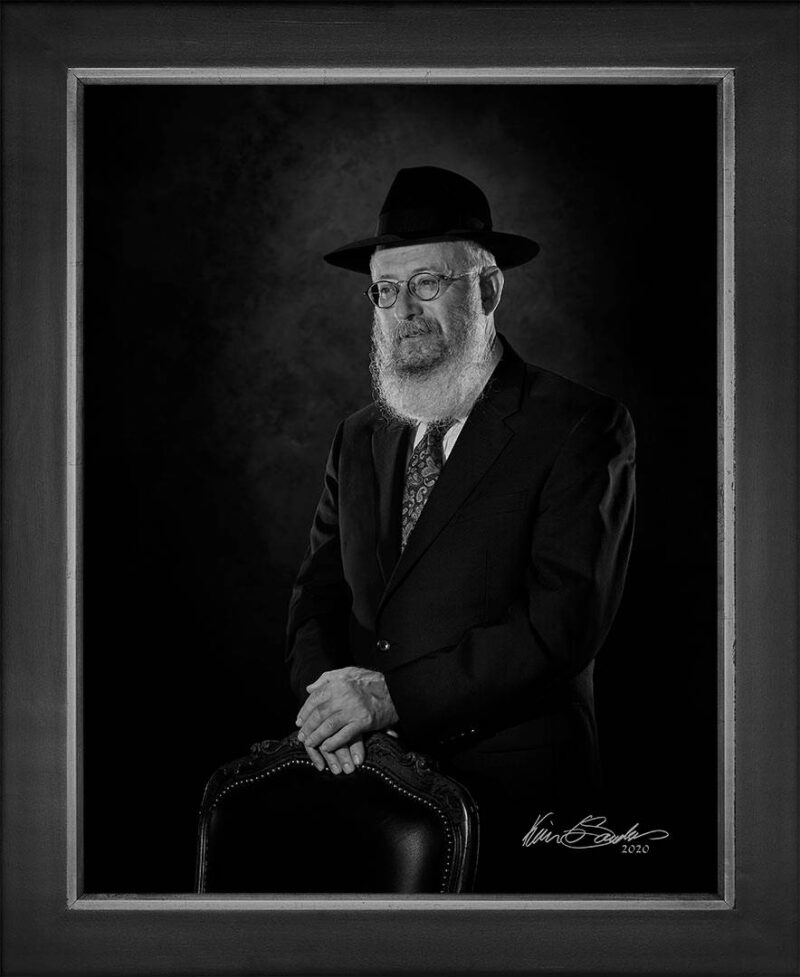 Manual hyperrealism portrait of Rabbi Chaim Block, Chabad Center for Jewish Life and Learning, captured in-person at 107 Blue Star by Kevin G. Saunders.