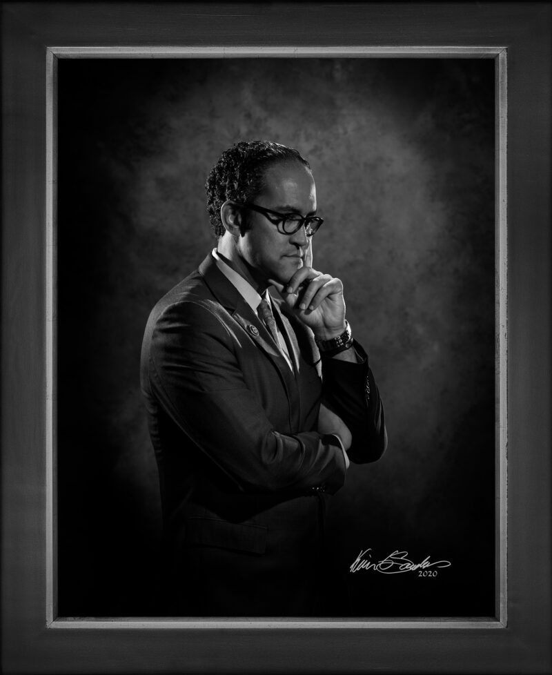 Manual hyperrealism portrait of Will Hurd, Member of Congress, captured in-person at 107 Blue Star by Kevin G. Saunders.
